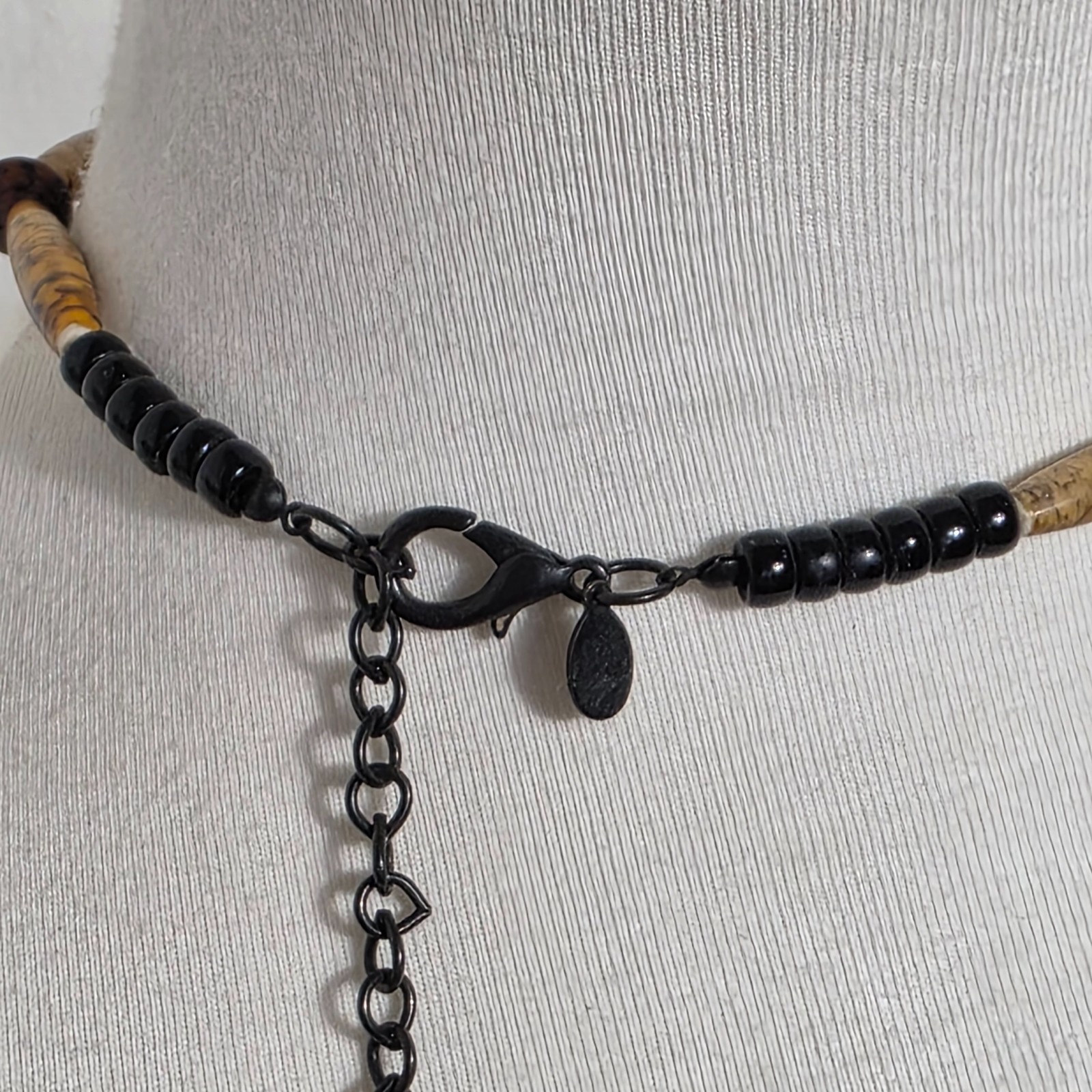 Chico’s Asian Inspired Necklace Three Metal Pendants with Bamboo & Asian Writing
