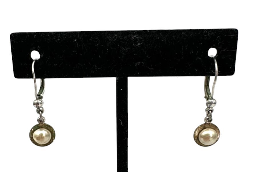 Vintage Rolled Gold Pearl Drop Earrings Leverback Classic Dangle Bridal Jewelry