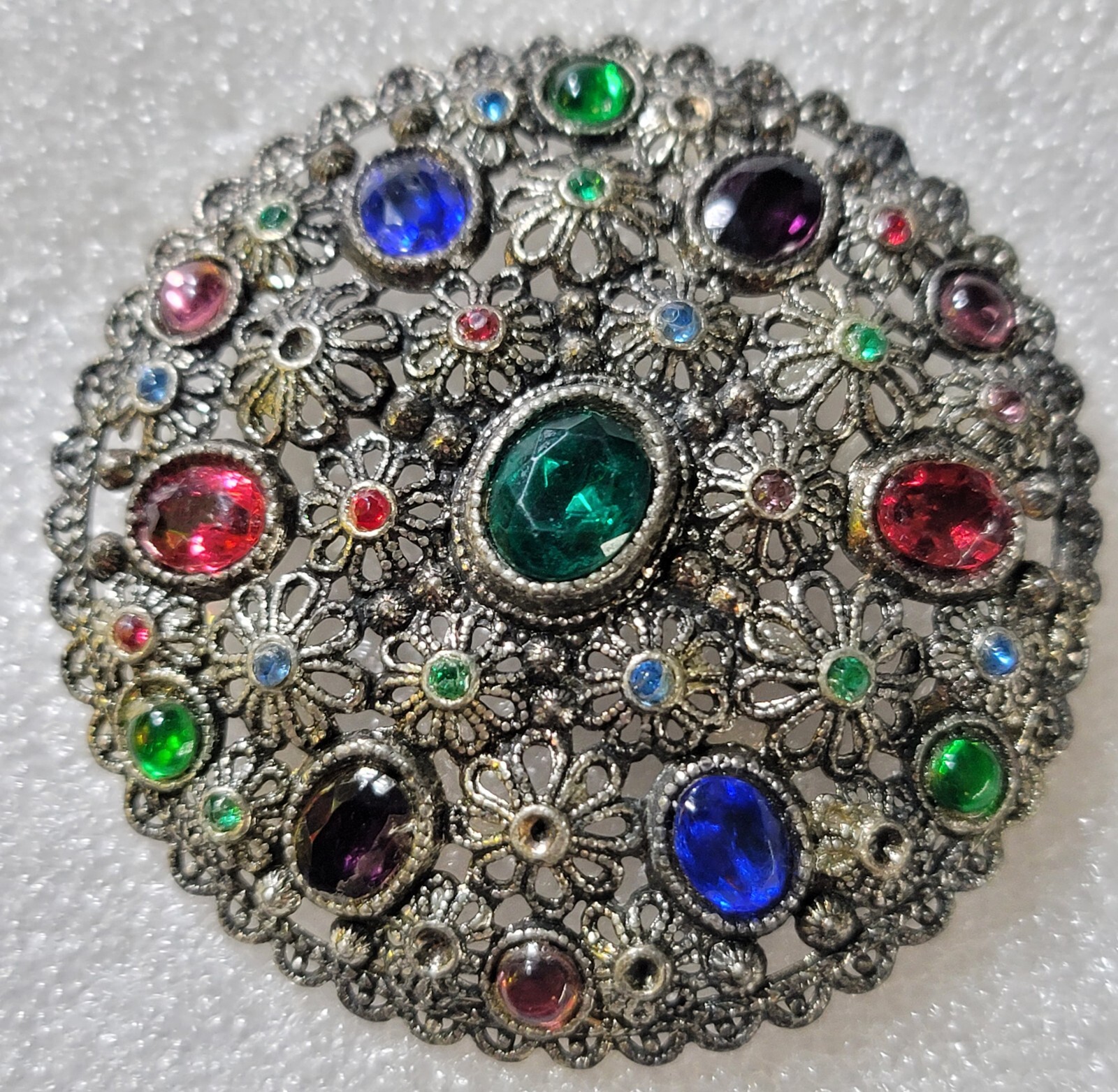 Art Deco Multi Colored RS New England Glass Works NE/Chalice Signed Brooch