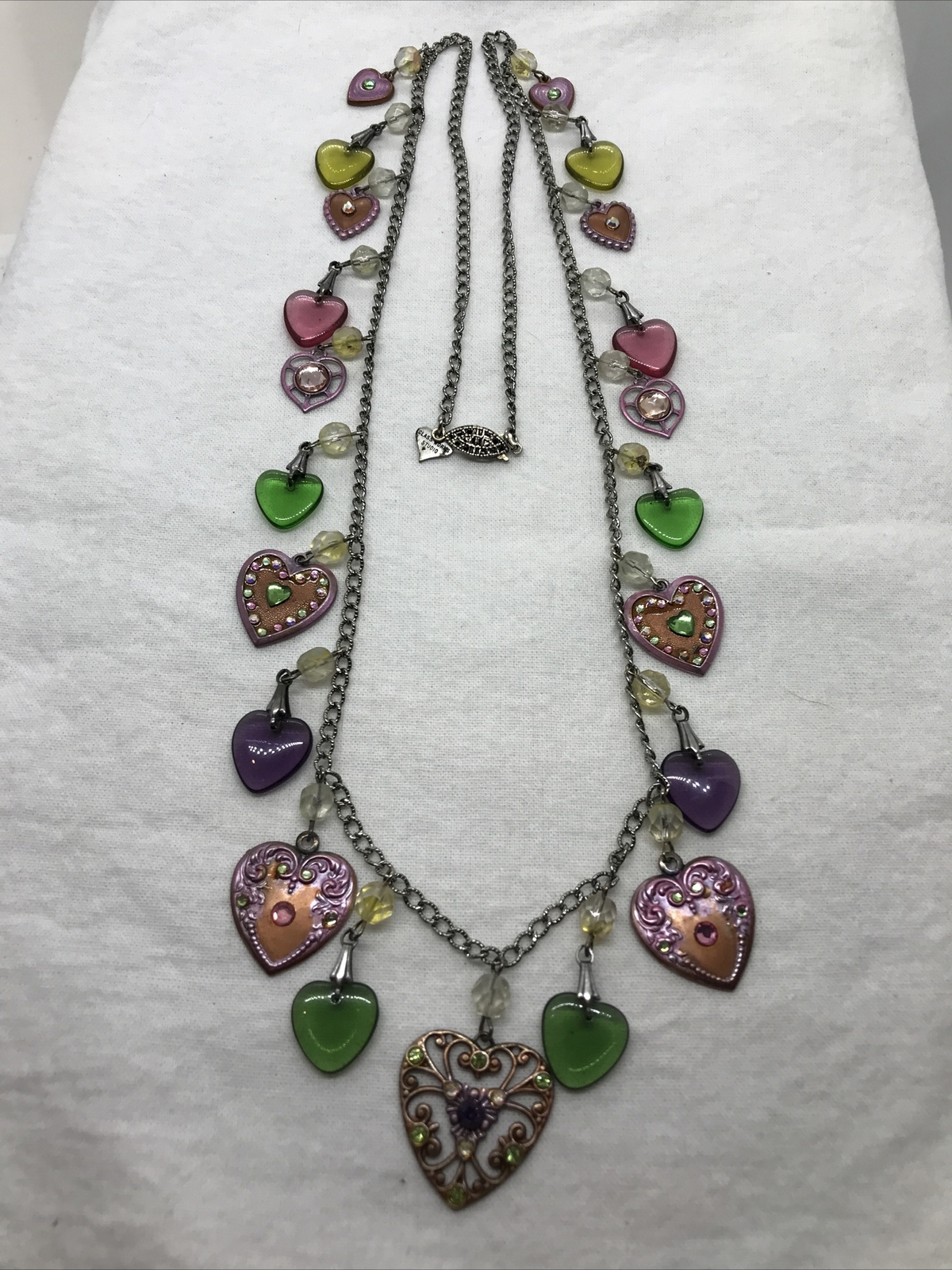 Vintage Glass Works Studio Glass & Silver Charms in Multi Colors Necklace 17