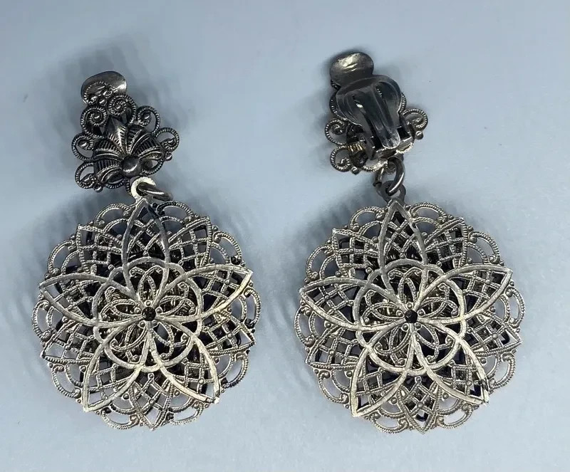 Vintage Sarah Coventry “Romanesque” Clip-On Drop Earrings (Circa 1971)