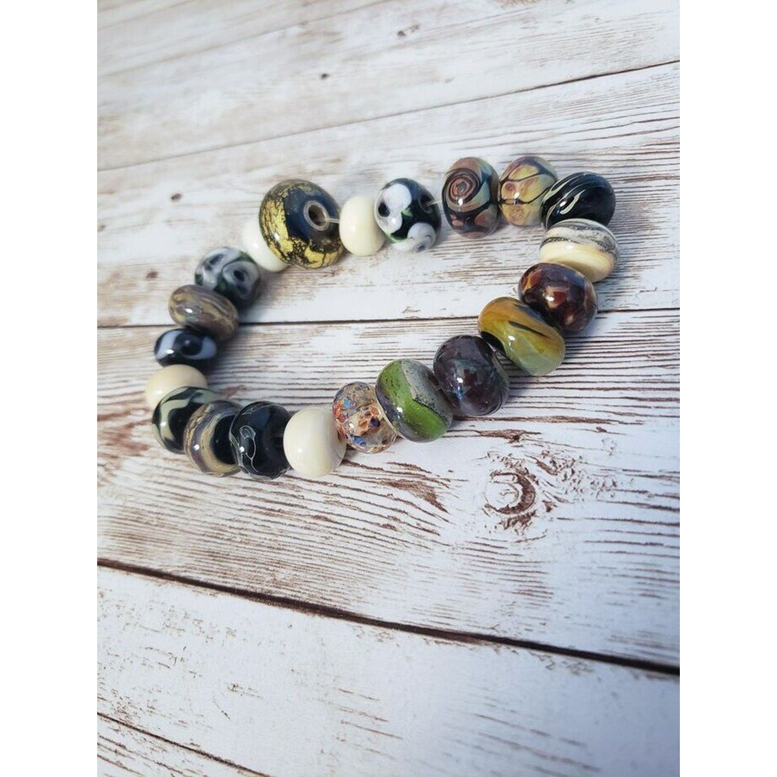 Vintage Stretch Bracelet Chunky Glass Beads (May Need New Cord)