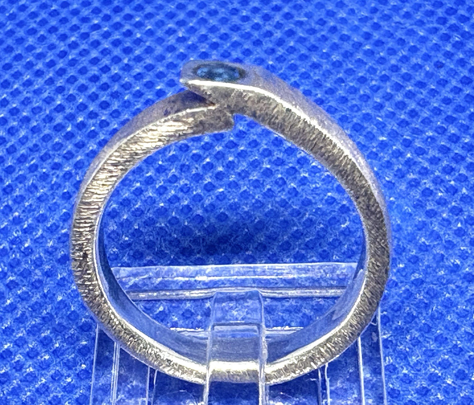 Y16 Brushed 925 Silver Ring size 7.5 Blue Sapphire Amazing 1970s Germany 4.77g