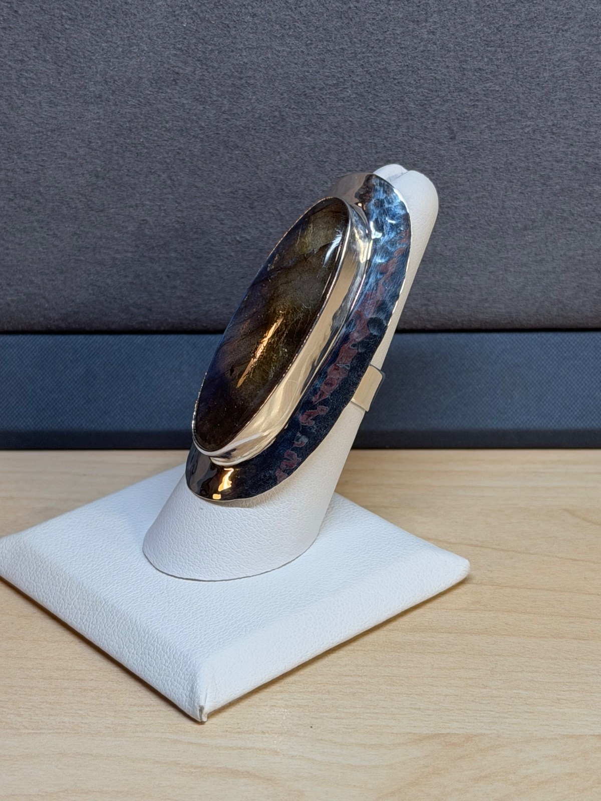 DOMINIQUE DINOUART DDD Mexico 925 Silver Labradorite Elongated Ring Sz 7.25 NEW