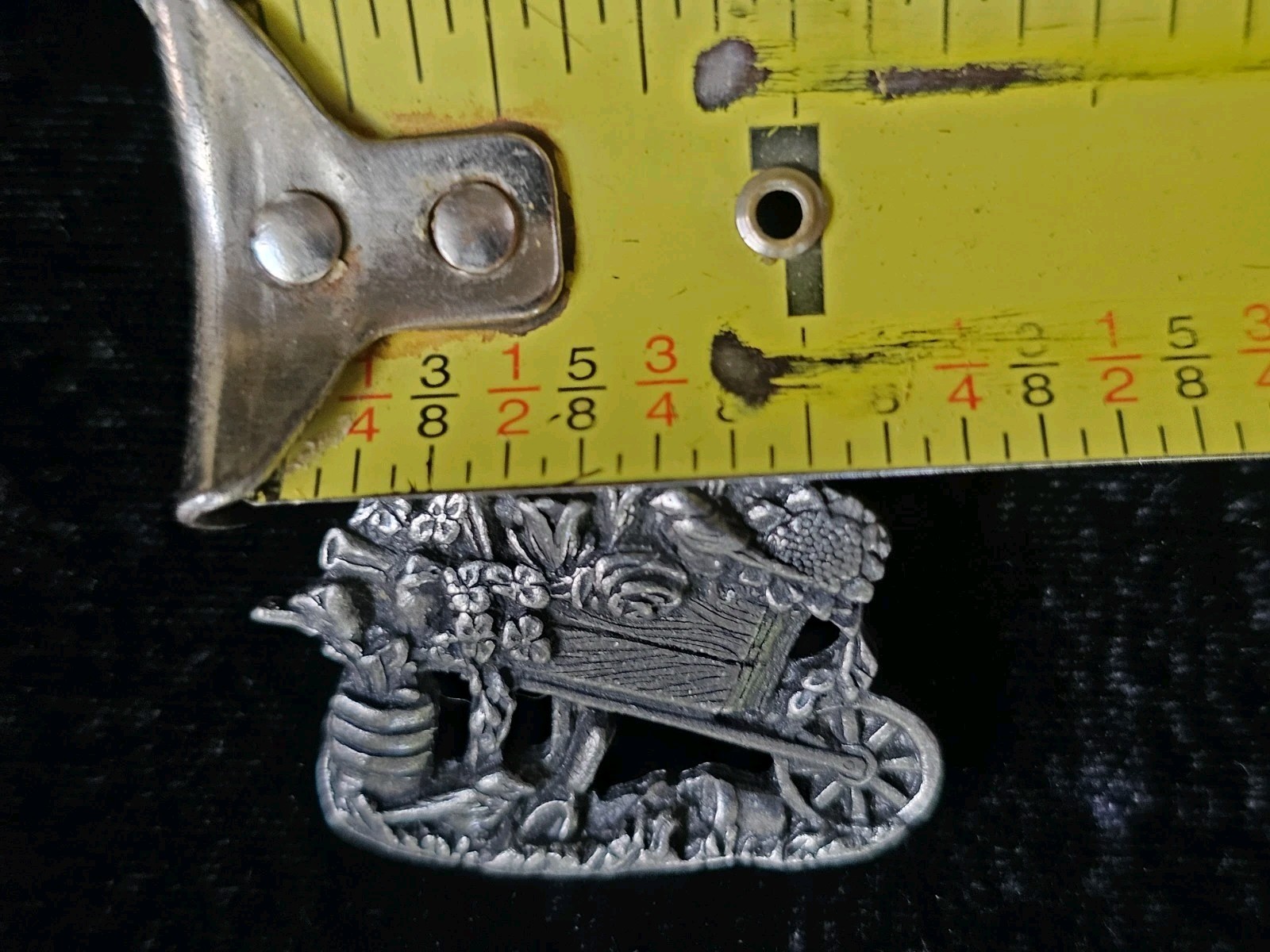 Birds & Blooms 2001 Limited Ed Wheelbarrow Flowers Rose Signed Pewter Brooch