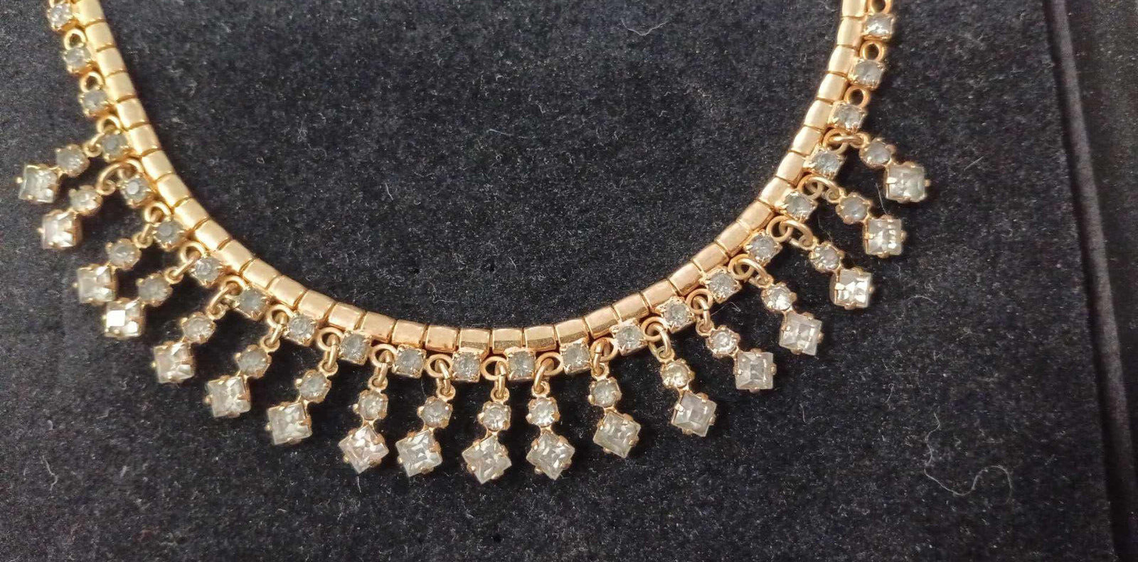 D’ERINI JEWELS Gold Tone Very Light Blue Rhinestone Choker Necklace Earrings