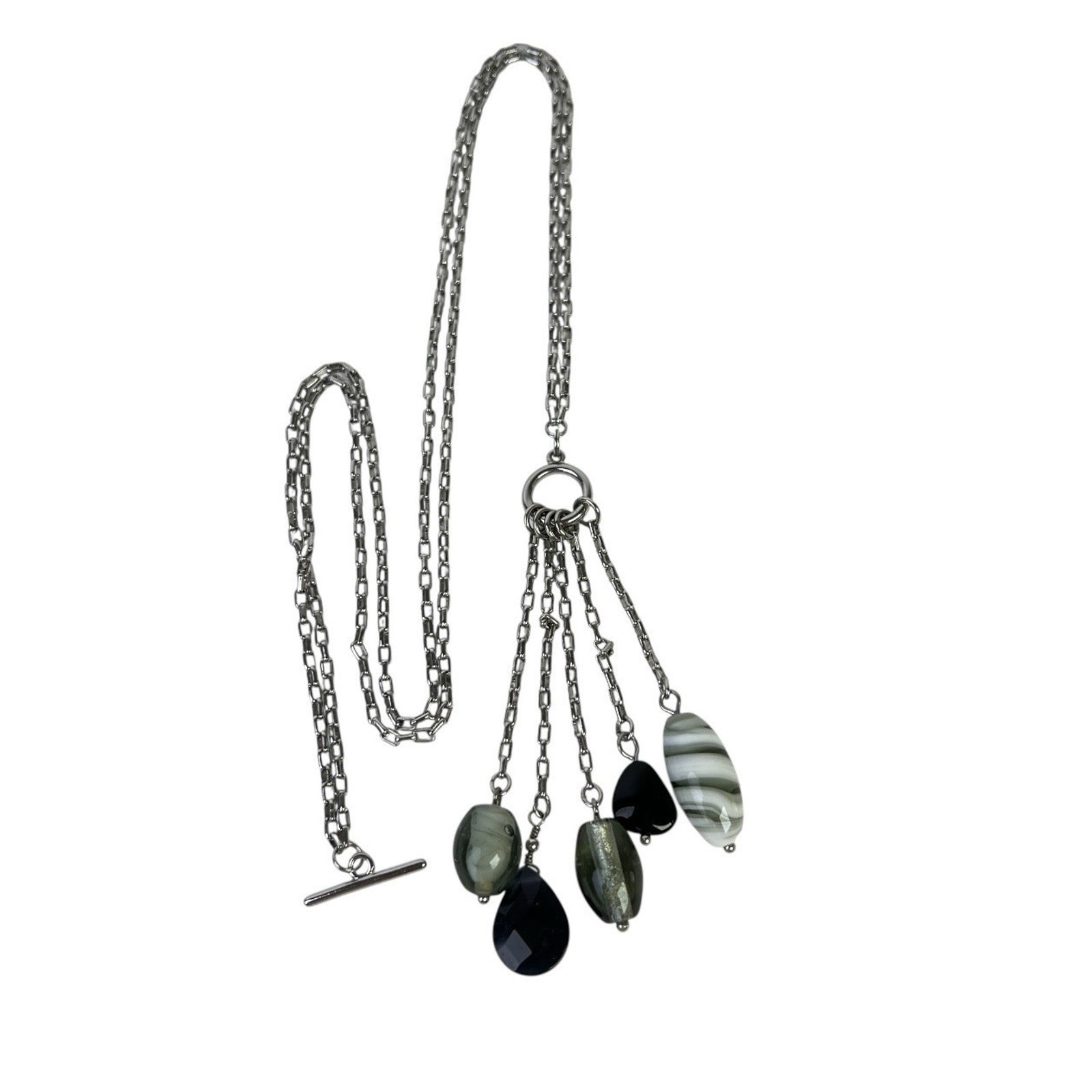 Lia Sophia Y Necklace Myth Dangle Lariat Drop Art Glass Beaded Tassel Fashion