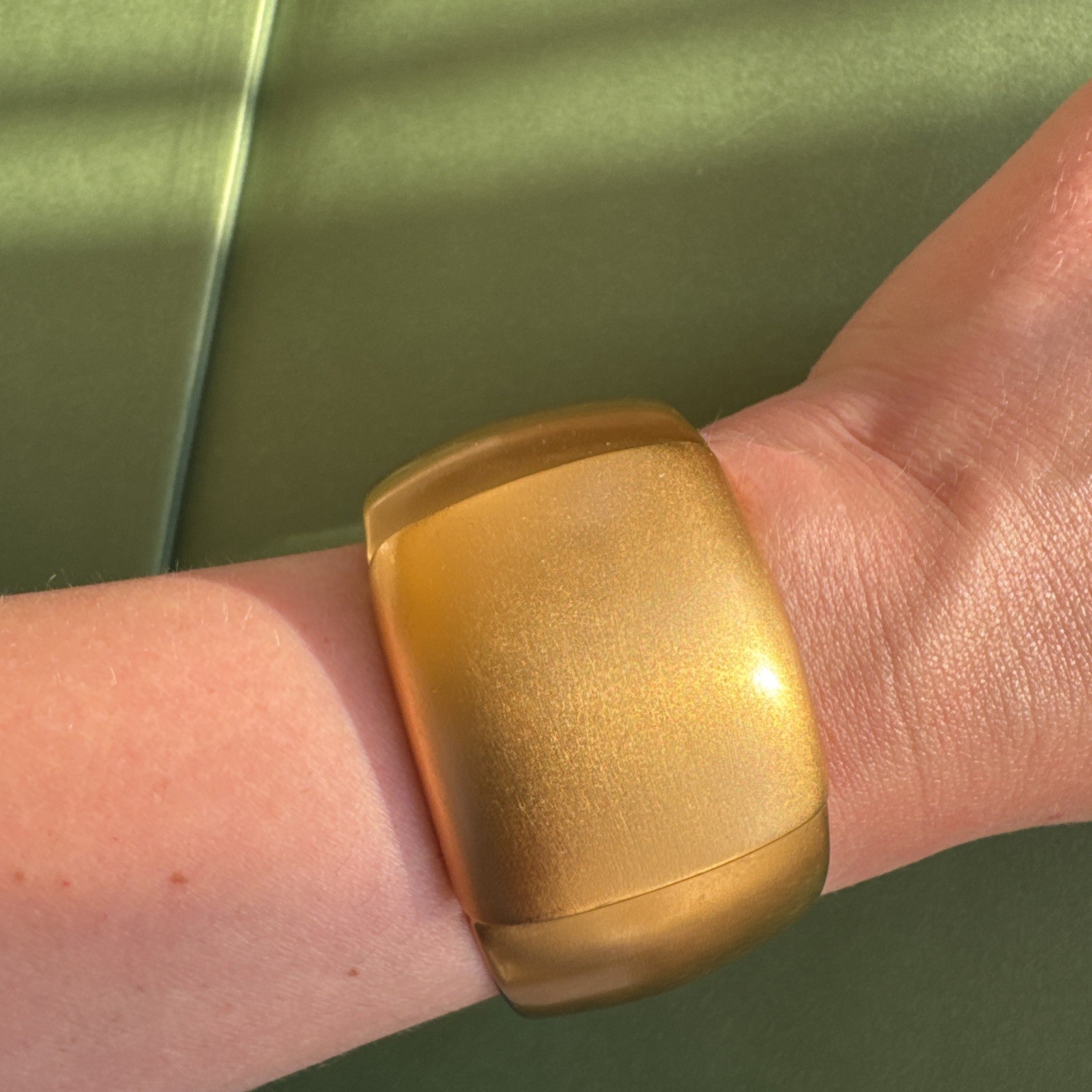 Vintage Monet Gold Tone Wide Segmented Cuff Bracelet – Satin Finish