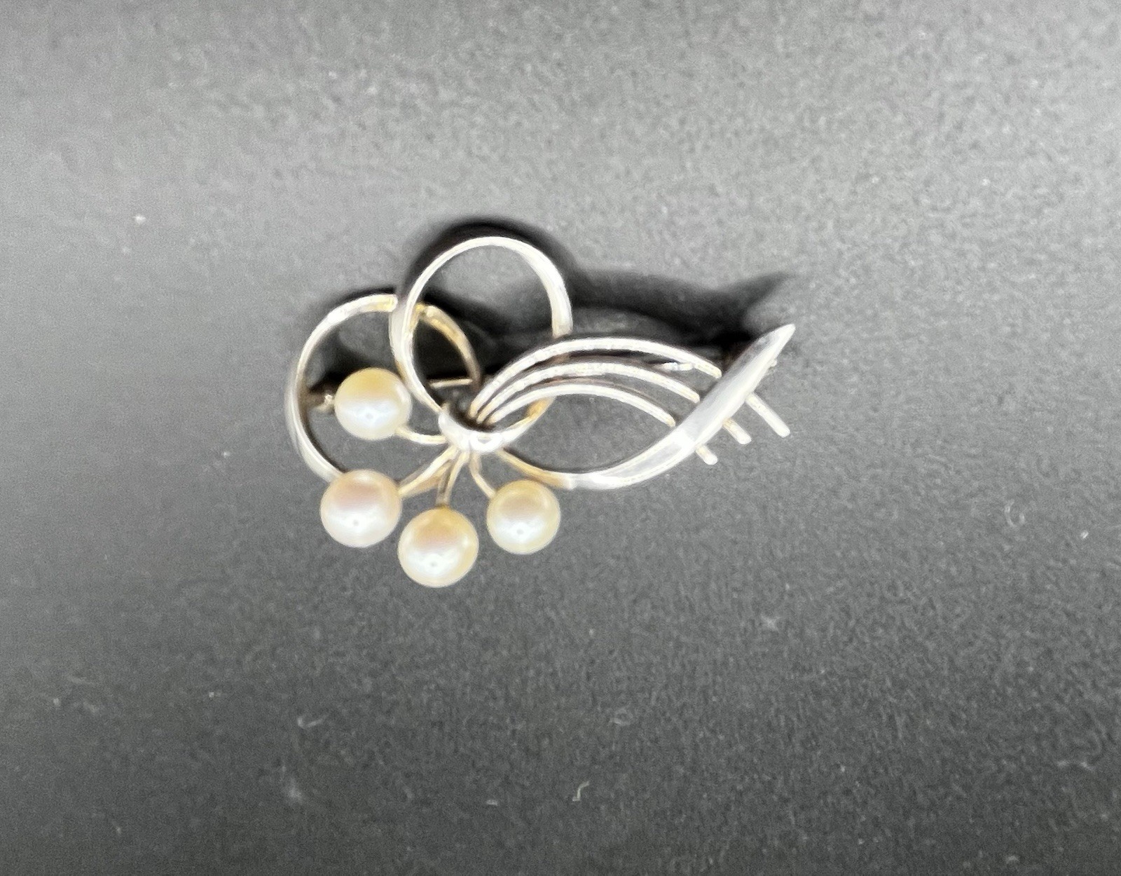 Mikimoto Japanese Brooch Vintage Signed Akoya Pearl Sterling Silver