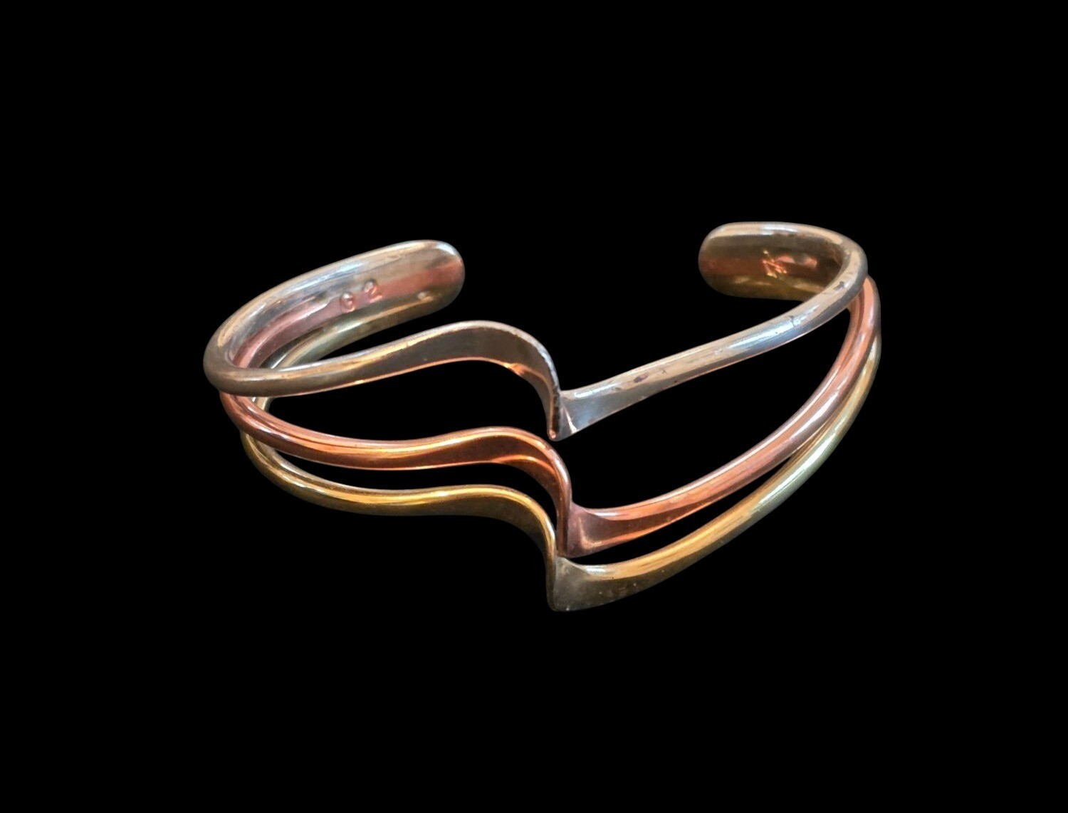 Sausalito Craftworks Tri Color Brass Copper Silver Twist Cuff Bracelet