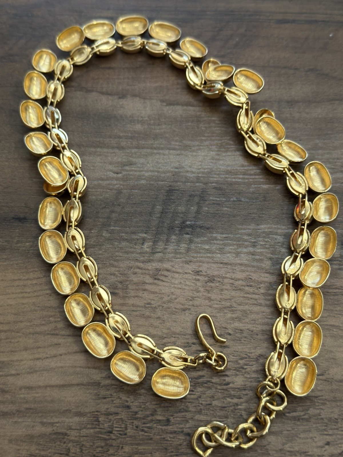 MONET CHUNKY PANTHER STYLE GOLD WIDE CHOKER NECKLACE 15-17”