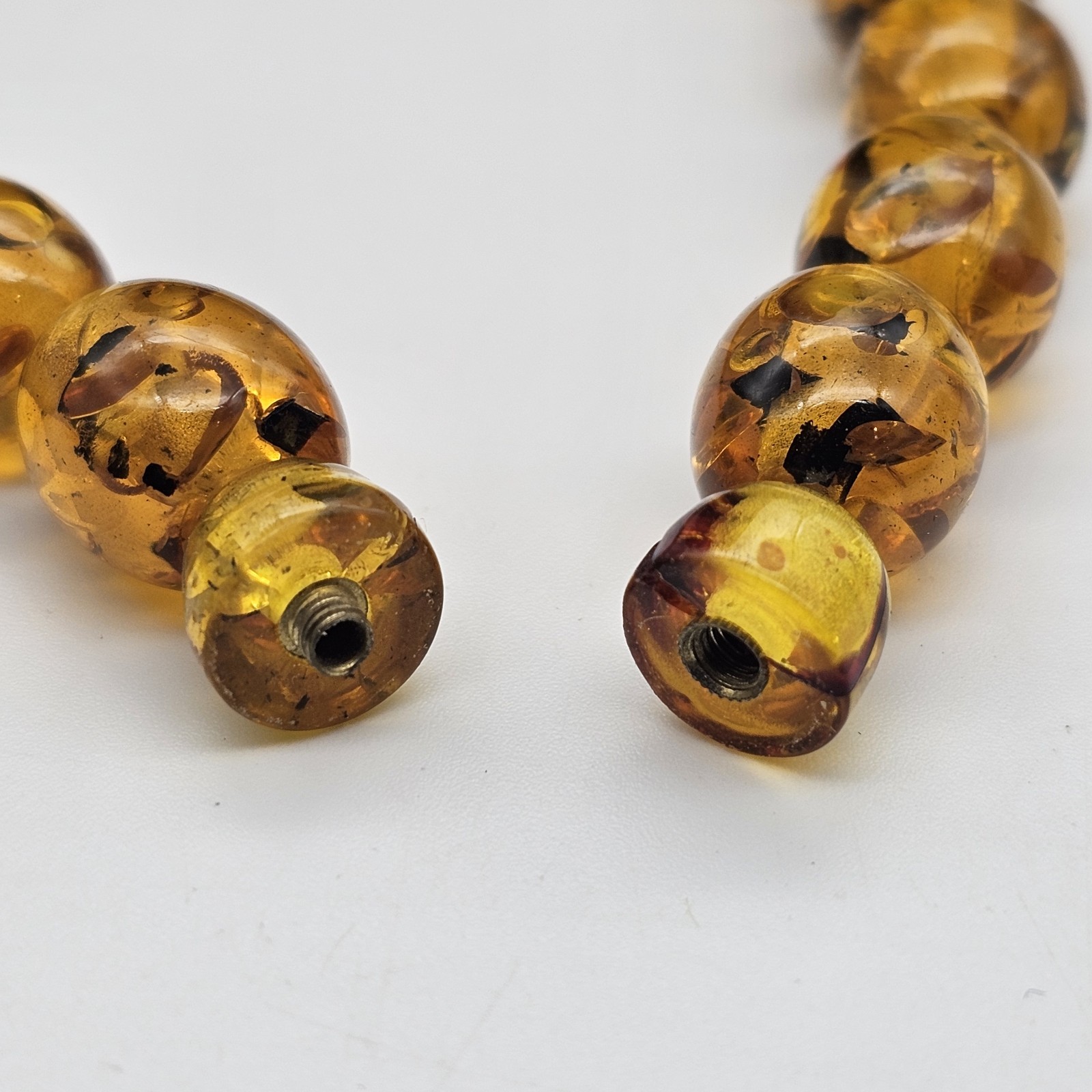Vintage Baltic Amber Necklace Natural Honey Gold Beads 25″