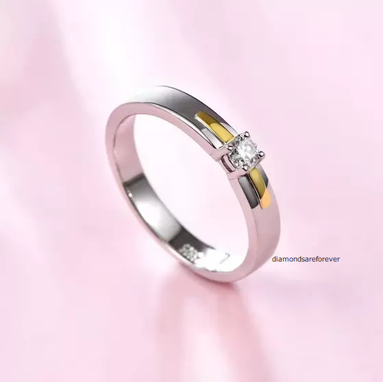 Prong Set 0.26CT Moissanite Ring 925 Sterling Silver Engagement Couple Band Set