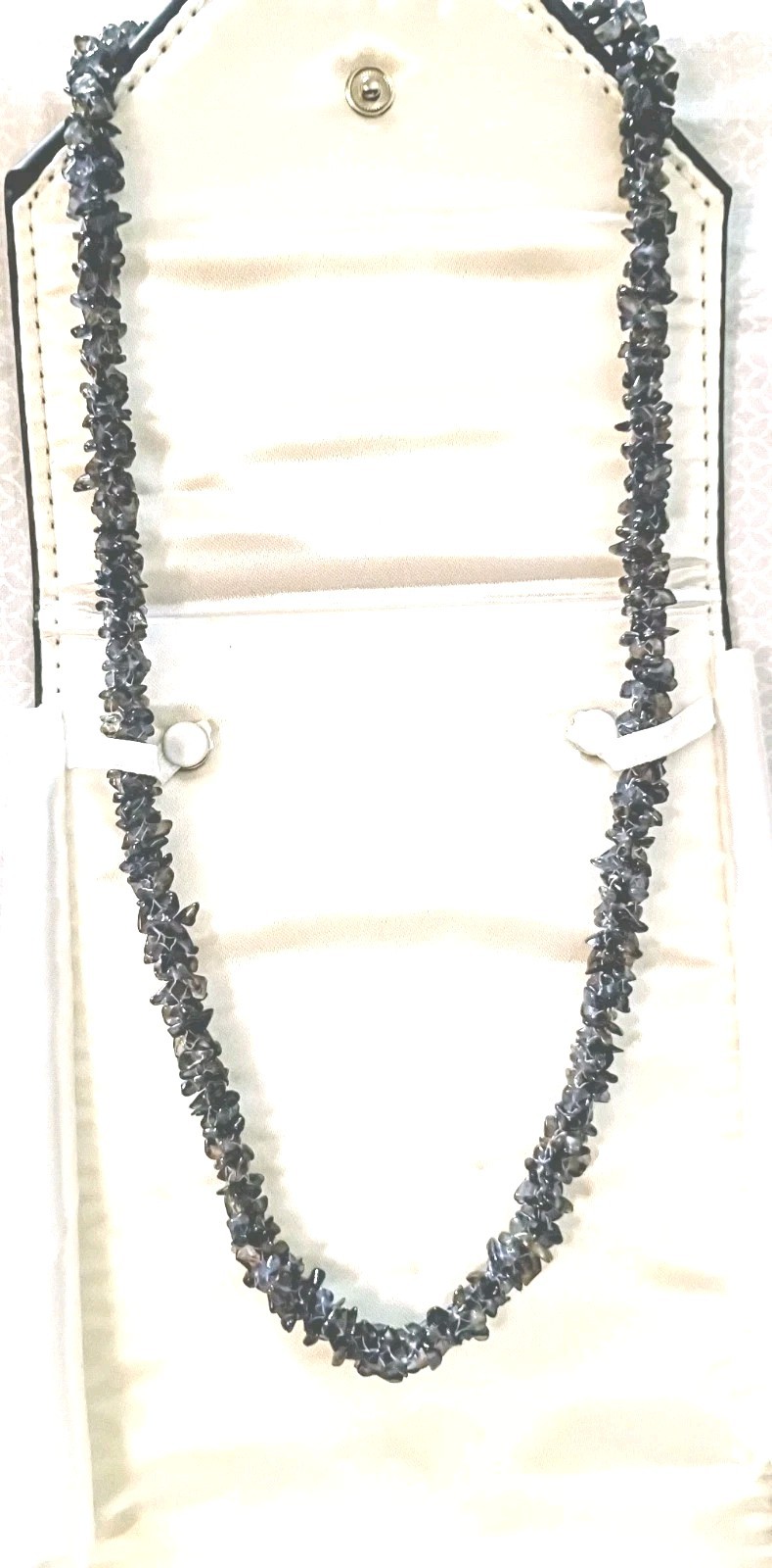 Vintage 28″ Natural Iolite Polished Purple Grey Chip Bead Statement Necklace