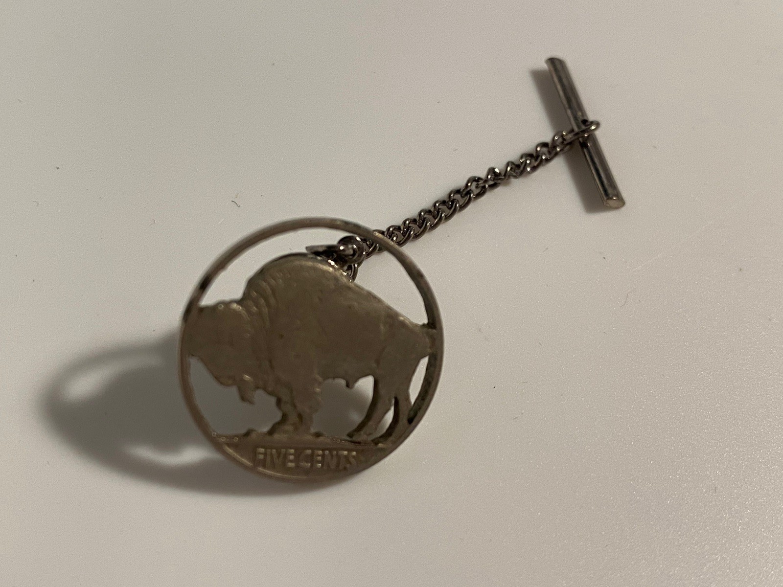Cut Out Buffalo Nickel 5 Cents Coin USA Vintage Tie Tac Lapel Pin Badge