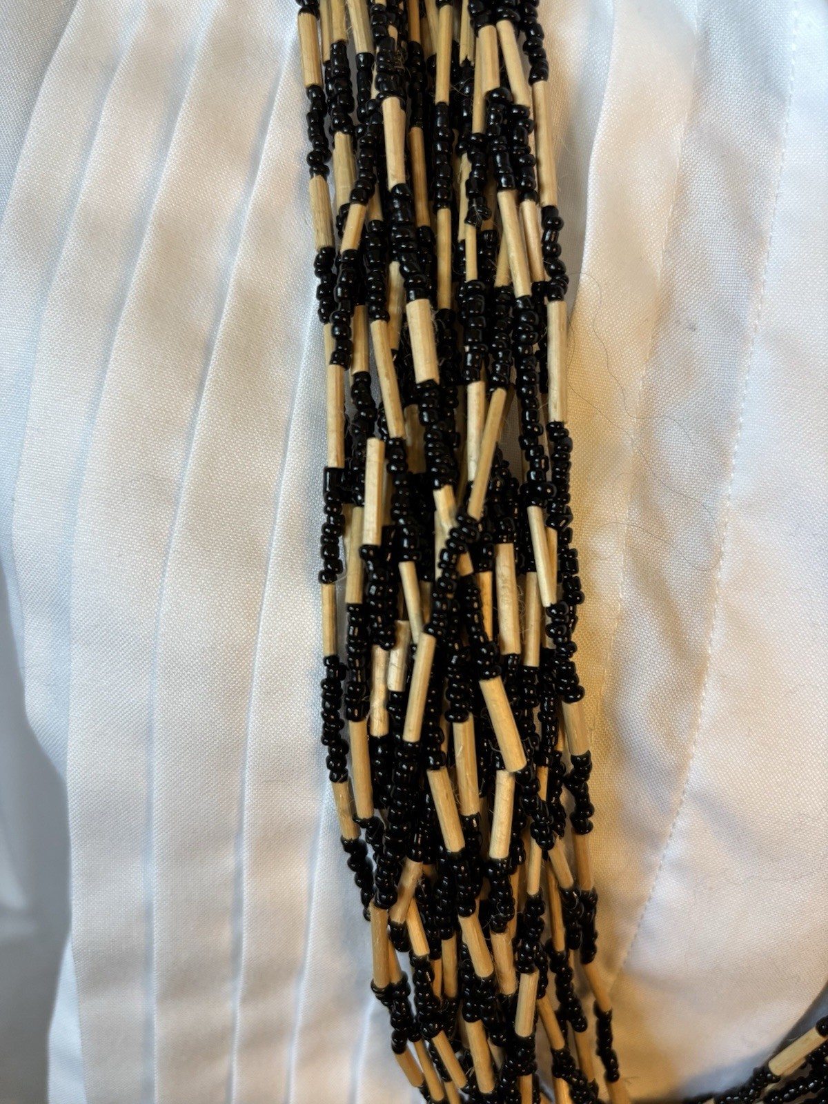 Vintage Southwestern Multi Strand Beige Heishi Tube Bead Necklace Native Style