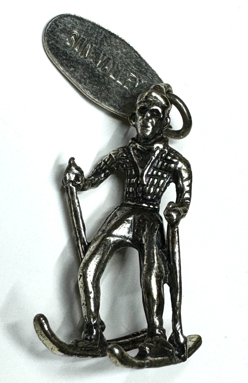 Sun Valley Cross Country Ski Skier Skiing Unmarked Cast Silver Travel Charm 26mm