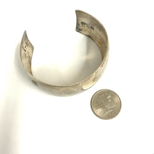 Vintage Signed Ben J. Chavez Navajo Sterling Hammer Works Wide Cuff Bracelet 7