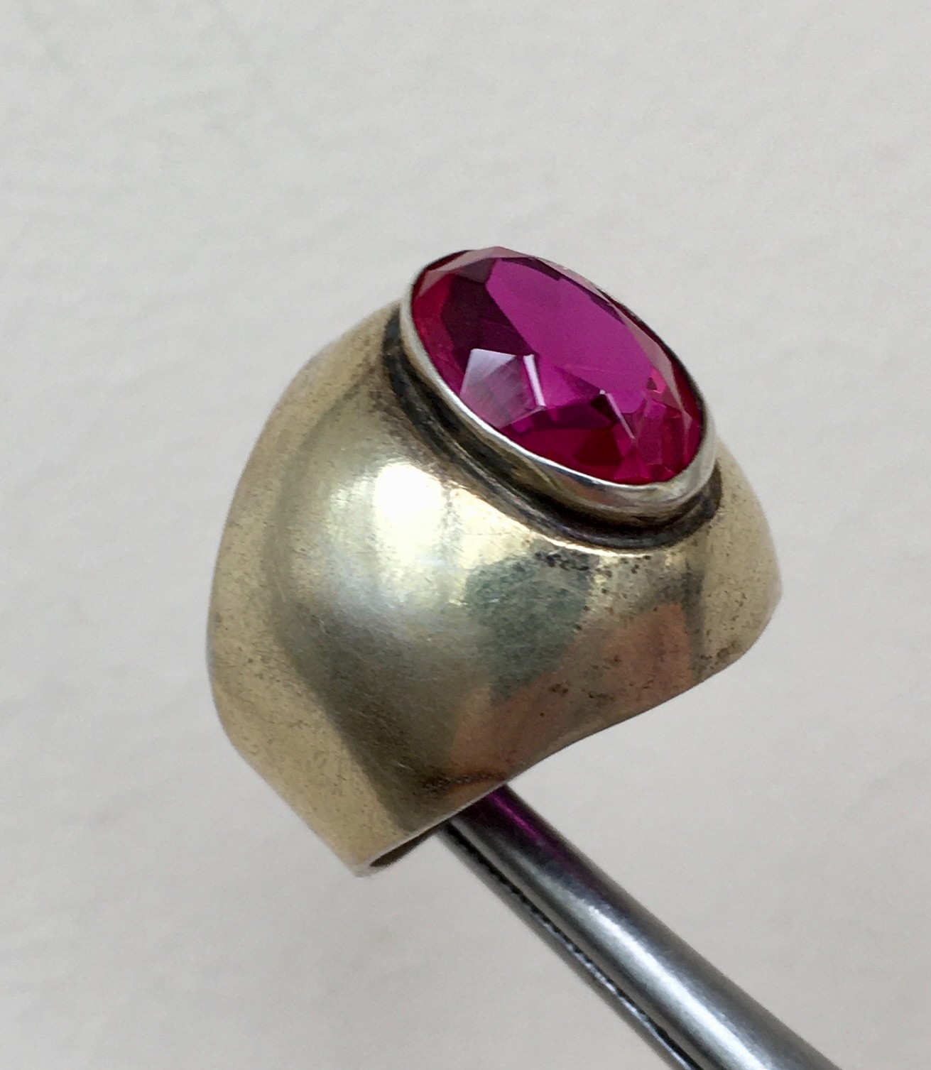 Ring № 16 Vintage Soviet Red Ruby Ring Silver Ring 875☆USSR Ring 7 size 6.95 gr