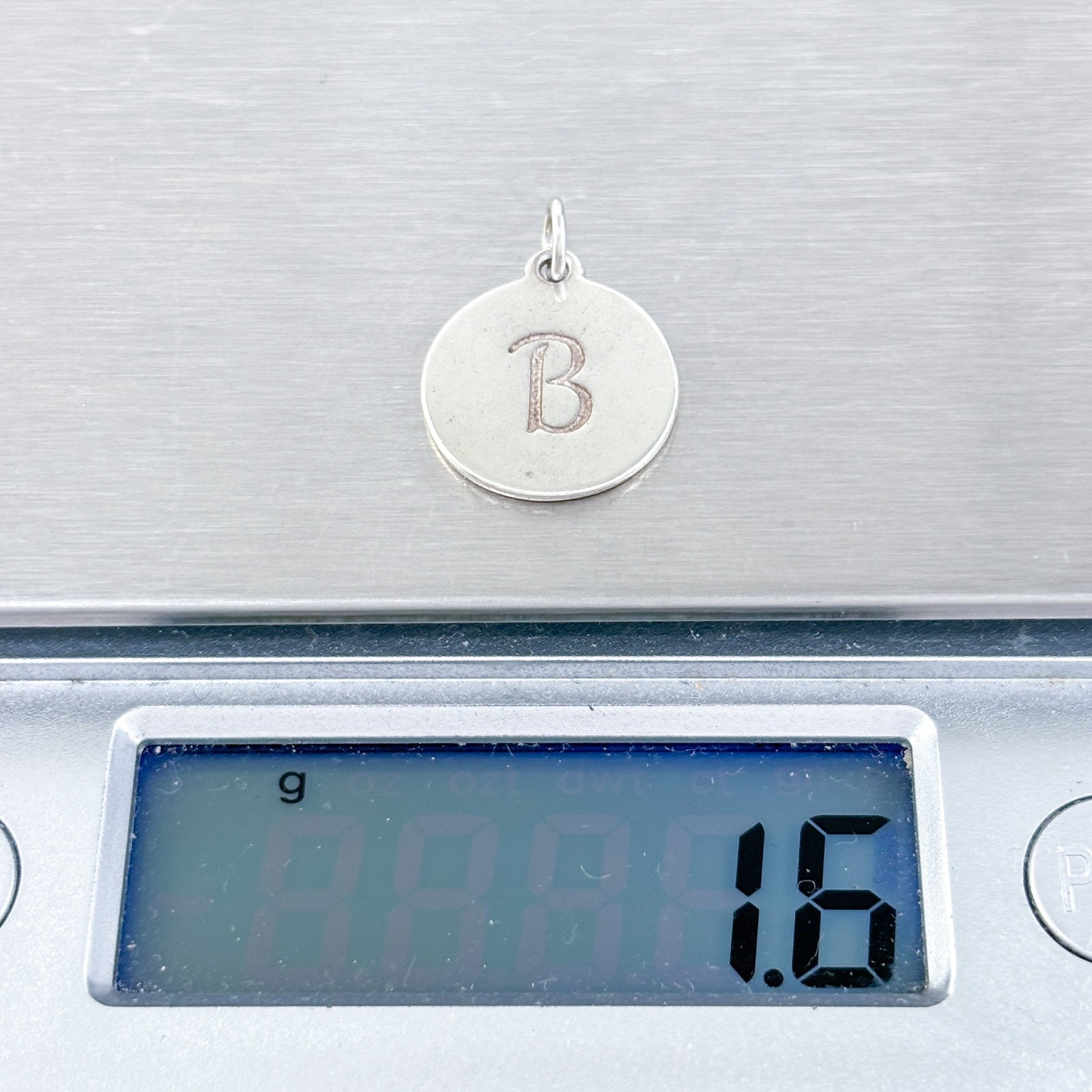 Vintage Stella & Dot Sterling Silver 925 Round Initial “B” Charm Pendant