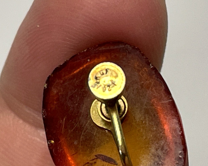 Vintage Signed Gold Filled Baltic Amber Screw Back Earrings Honey Brown 5.23g