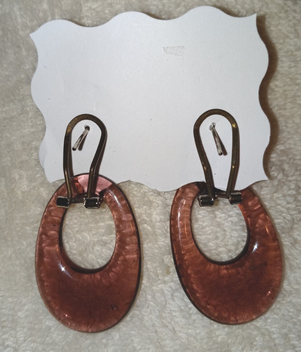 Vintage Purple Lucite Doorknocker 80s Retro Style Pierced Earrings