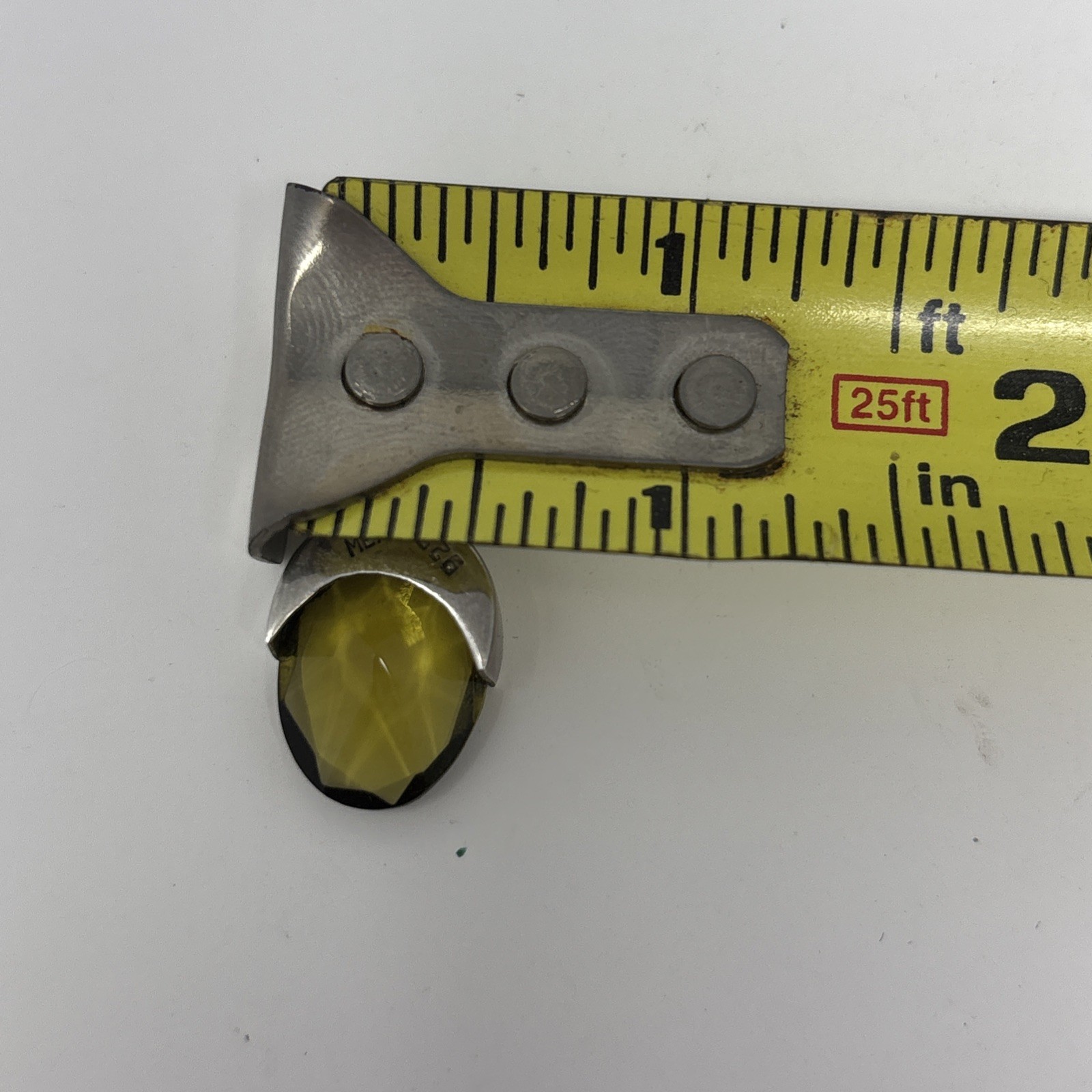 vintage mex yellow glass pendant Faceted Oval Drop 925