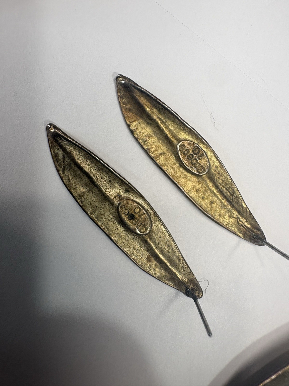 VTG Virginia Parissi Brutalist Leaf Necklace Earrings Set Bronze Tone Modernist
