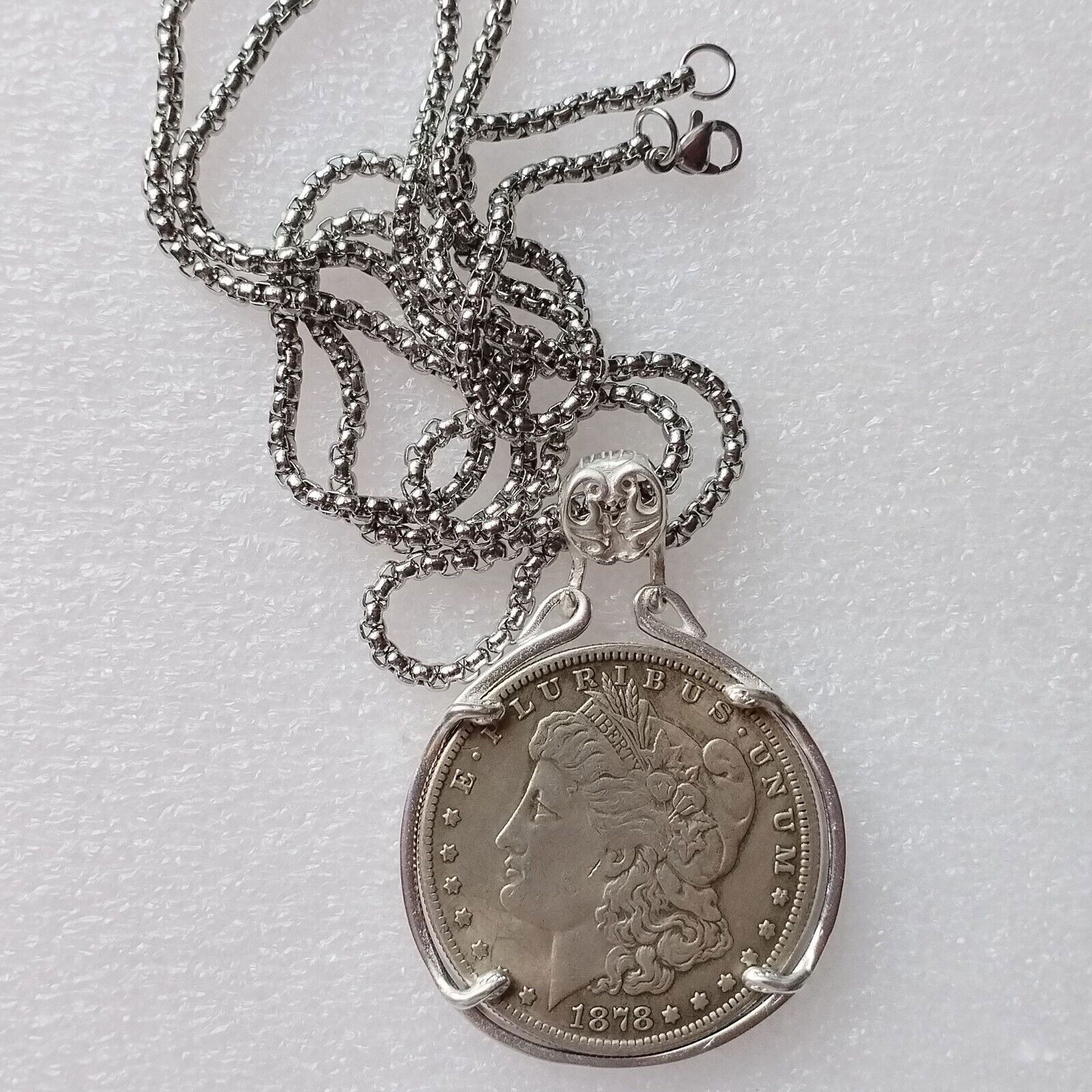 Vintage Pendant with Silver Plated Decorative Coin-Necklace