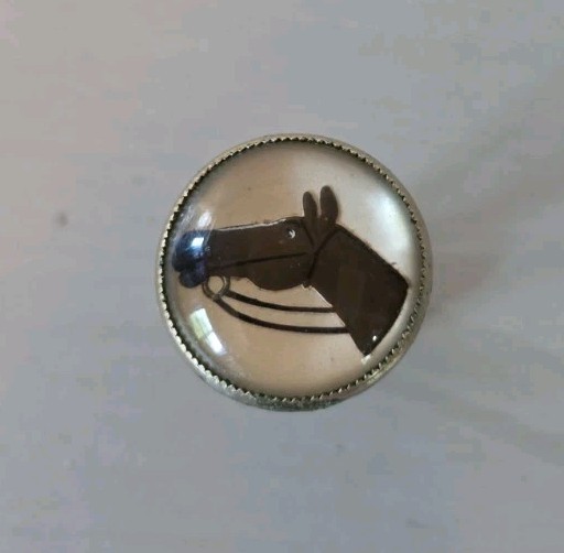 Vintage Equestrian Reverse Painted Glass Horse Head Cuff Links