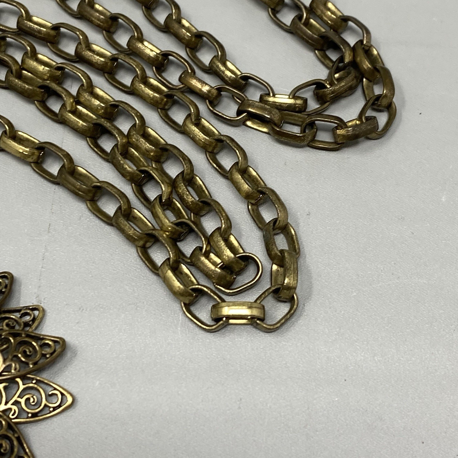 Lucky Brand Pendant Necklace Brass Gold Tone Layered Flower Chunky Long 36″