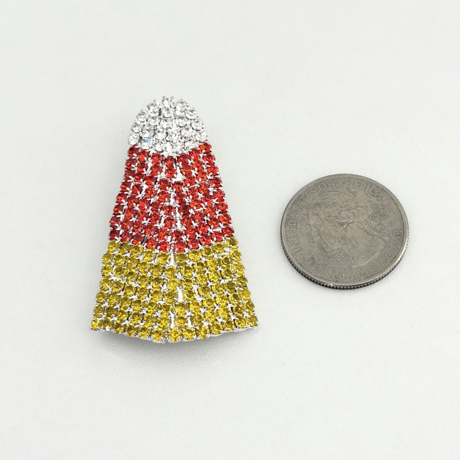 Halloween Candy Corn Sparkly Rhinestone Brooch Pin