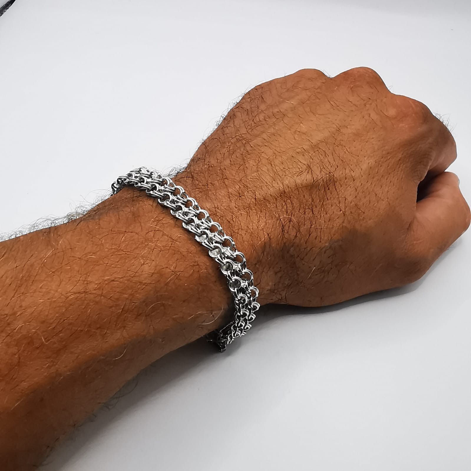 Vintage 925 Sterling Silver Bracelet 18.39g Handmade 7.28 Inches 1cm Wide