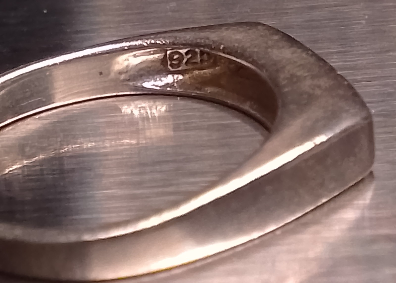 925 Sterling Silver Vintage Faith Stamped Square Dome Band Ring Sz 8