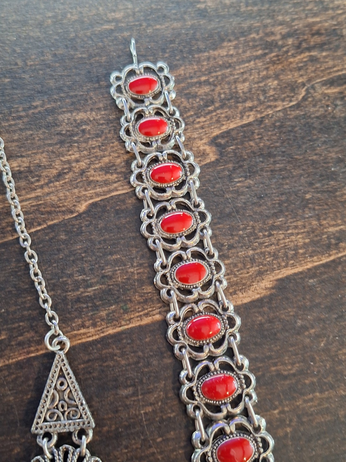 Vintage Moroccan SOUVENIR DU MARCO Jewelry Set Necklace Link Bracelet Hamsa Hand