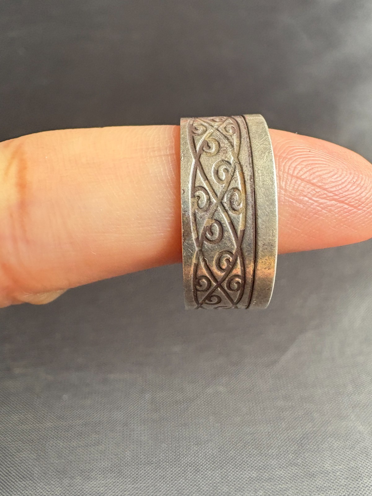 Vintage Silver Ring Handcrafted Moroccan Berber Design Ring Tribal Size 9 US