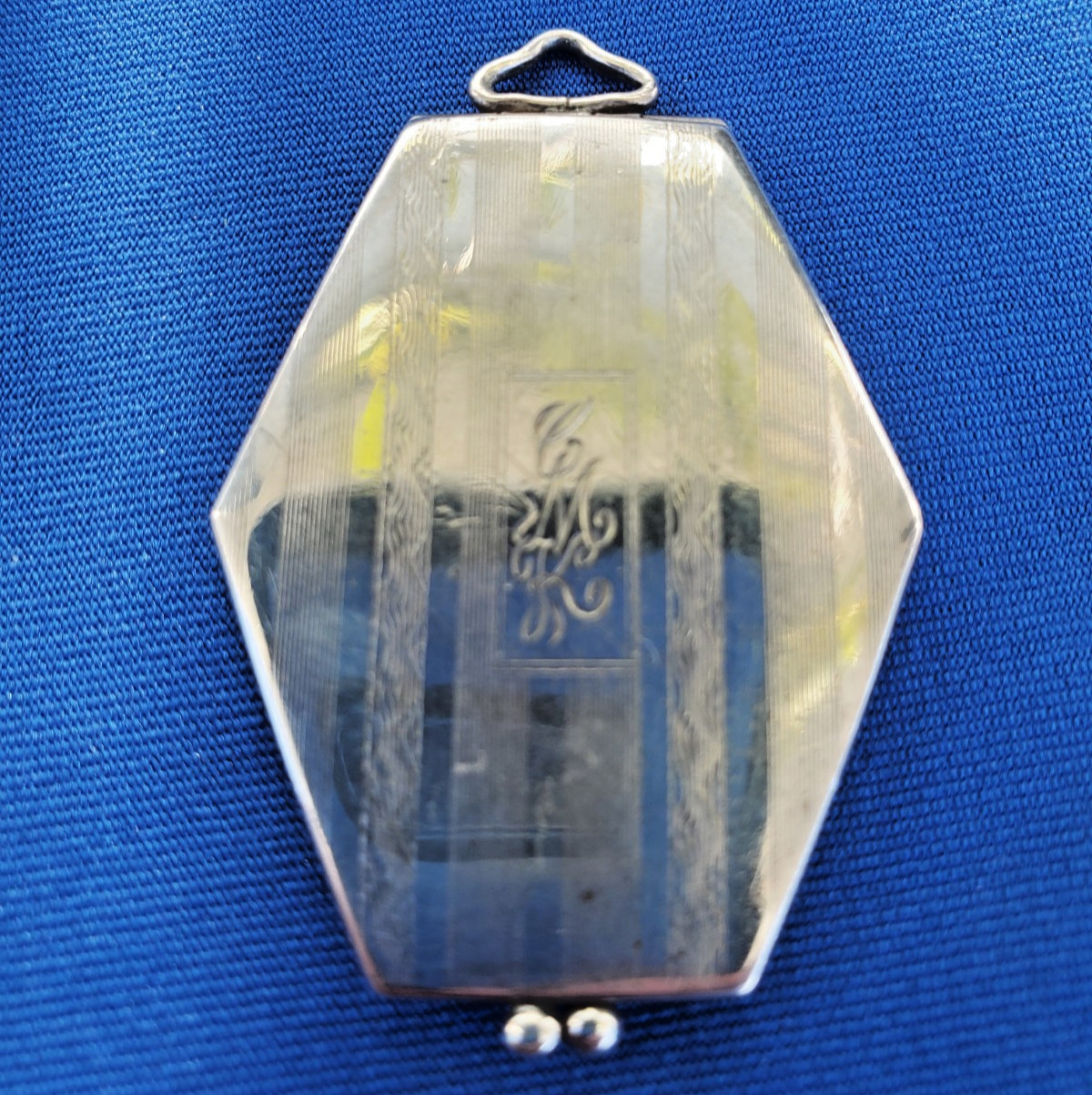ORIGINAL Antique Deco STERLING SILVER 925 Pendant Vintage Hexagon Lozenge Locket