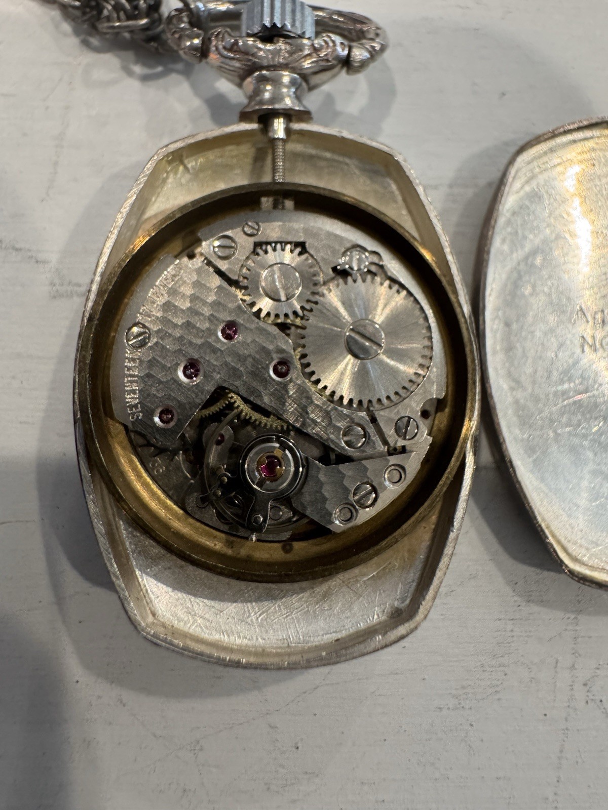 Vintage Dresser Sterling Silver Pendant Watch- 17 Jewels Manual Wind Working