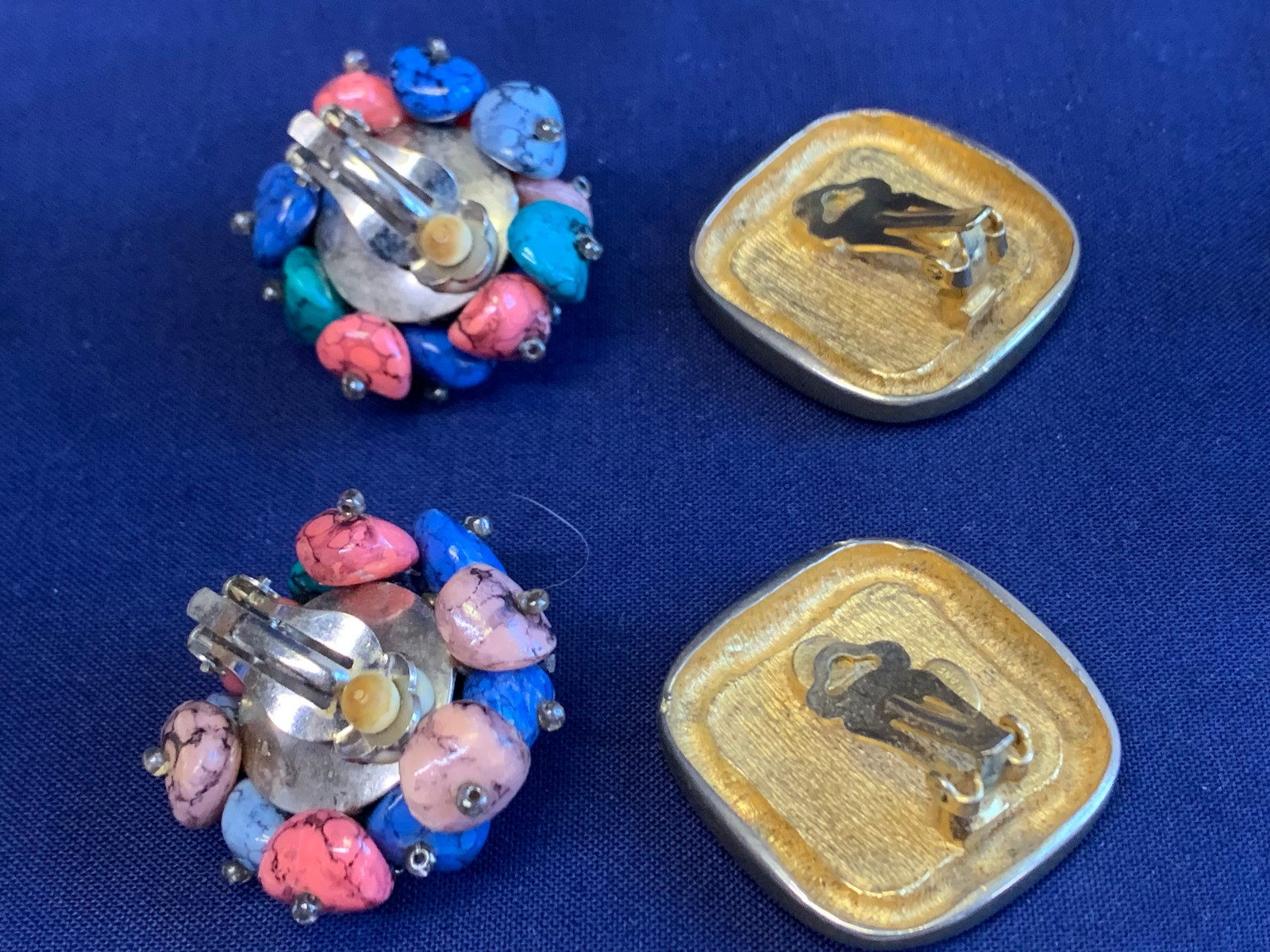 Vtg Clip-On Earring Lot Kenneth Lane Monet Avon Enamel Faux Pearl / Gem Jewelry