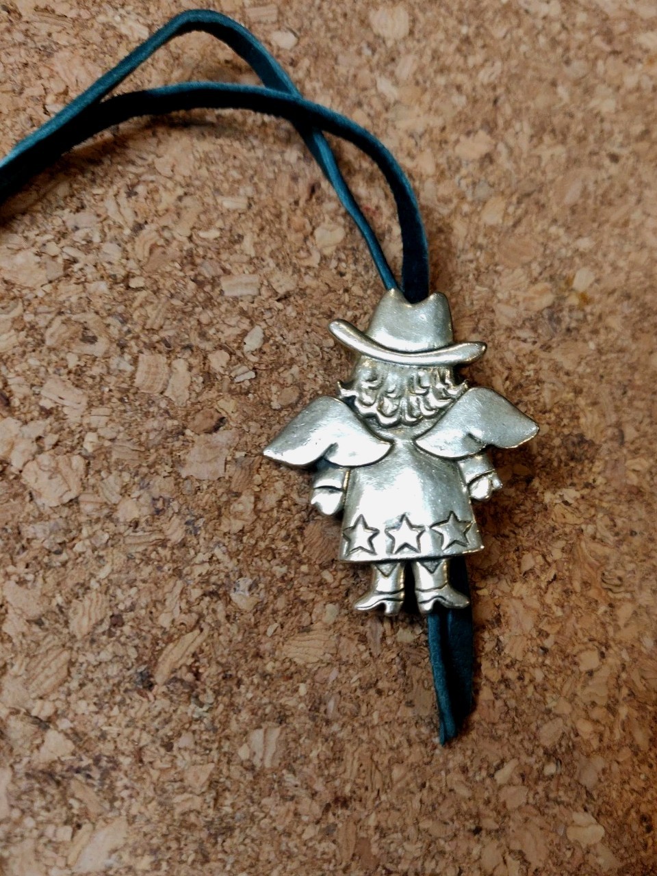 Jeep Collins Brass LARGE Statement Pendant Women Guardian Angel Cowgirl Jewelry
