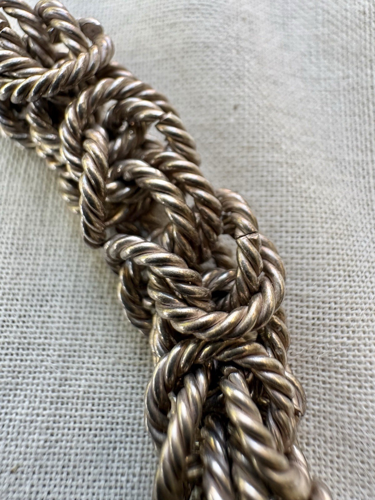 Vintage 925 Sterling Silver Heavy Byzantine Toggle Bracelet 8” 44g