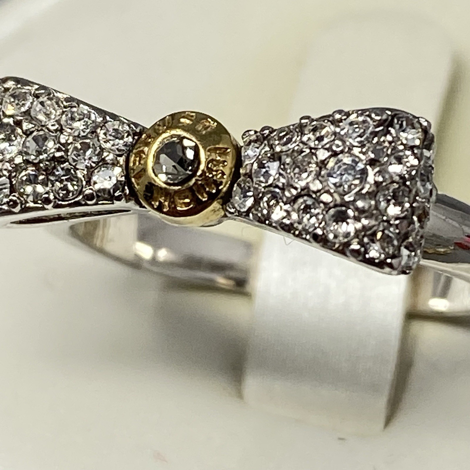 Henri Bendel Bow Coctail Ring Henri Bendel Two Tone Swarovski Crystals Pave 6.5