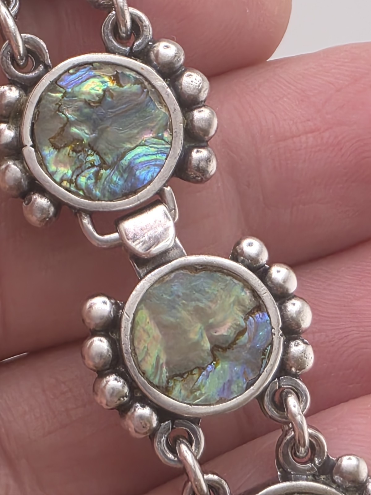 VTG 980 Sterling Silver Taxco SEA Shell Bracelet