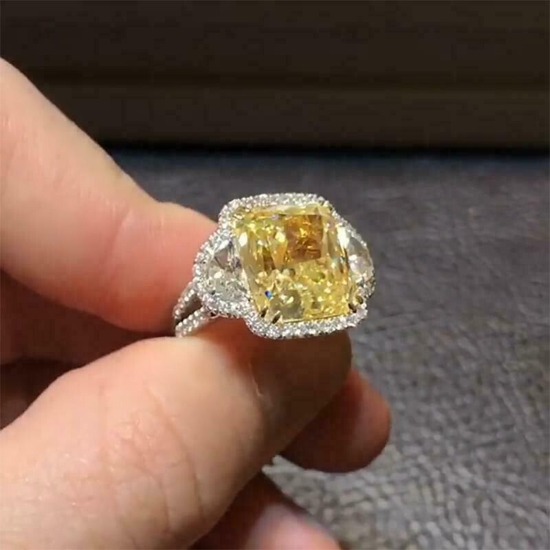 Art Deco 4.60Ct Lab-Created Canary Diamond Vintage Style Wedding Ring 925 Silver