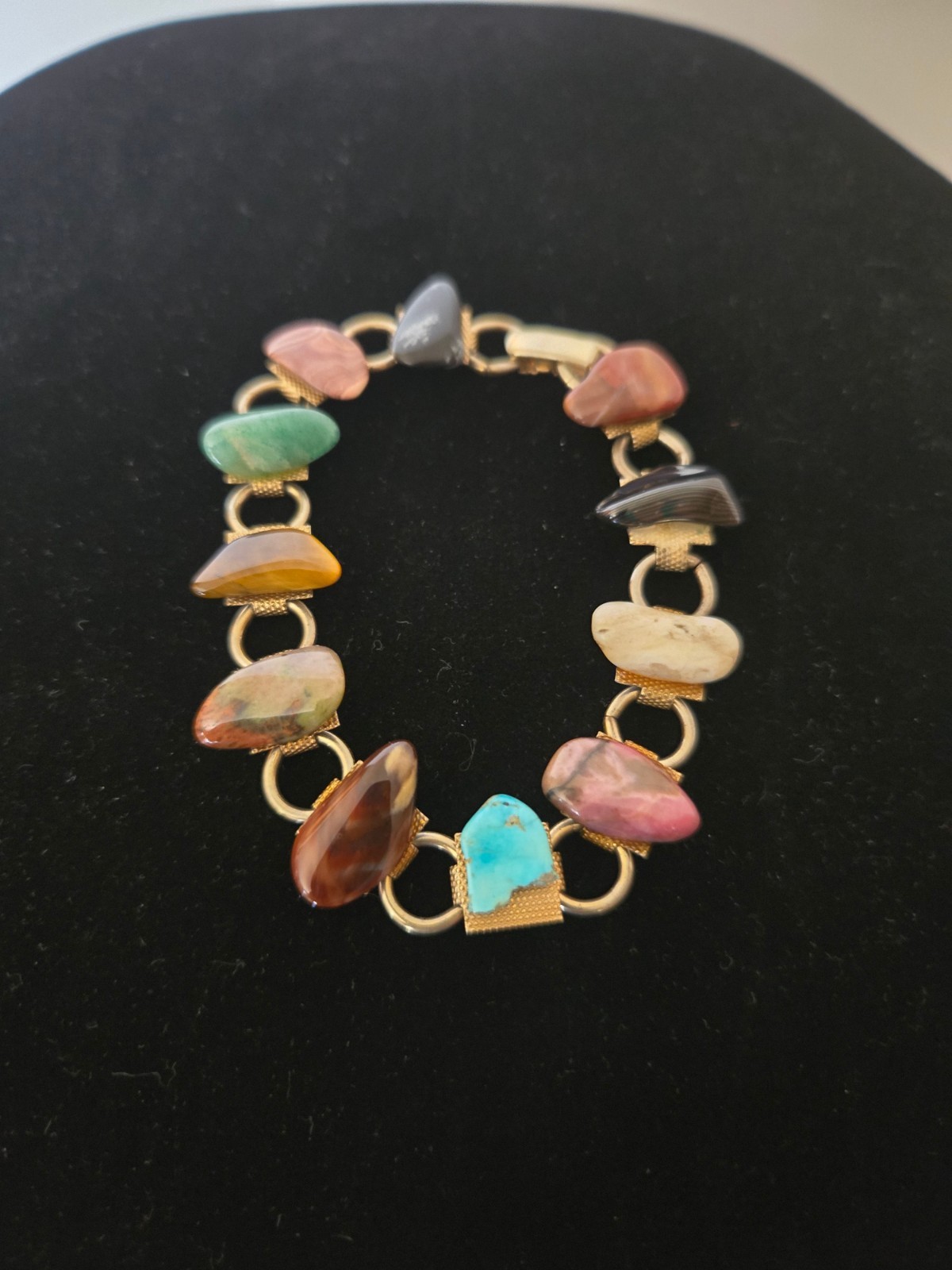 Vintage Various Small Stones Wrist Link Bracelet 7”