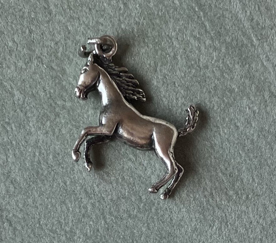 Vintage Sterling Silver Charm Of Horse Prancing Running For The Equestrian