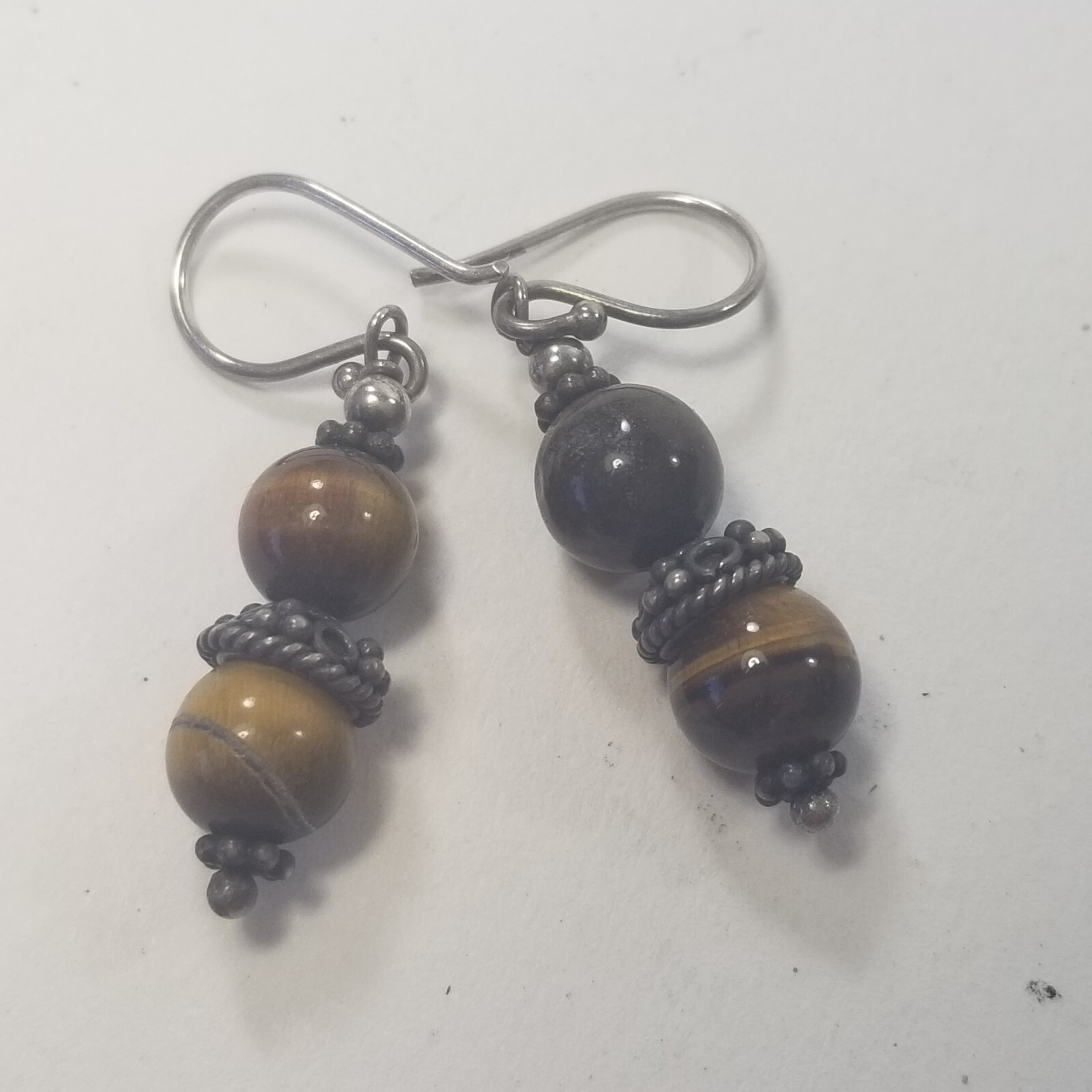 Vintage Hook Pierced Earrings Dangle Drop Brown Moonglow Boho Jewelry 1″