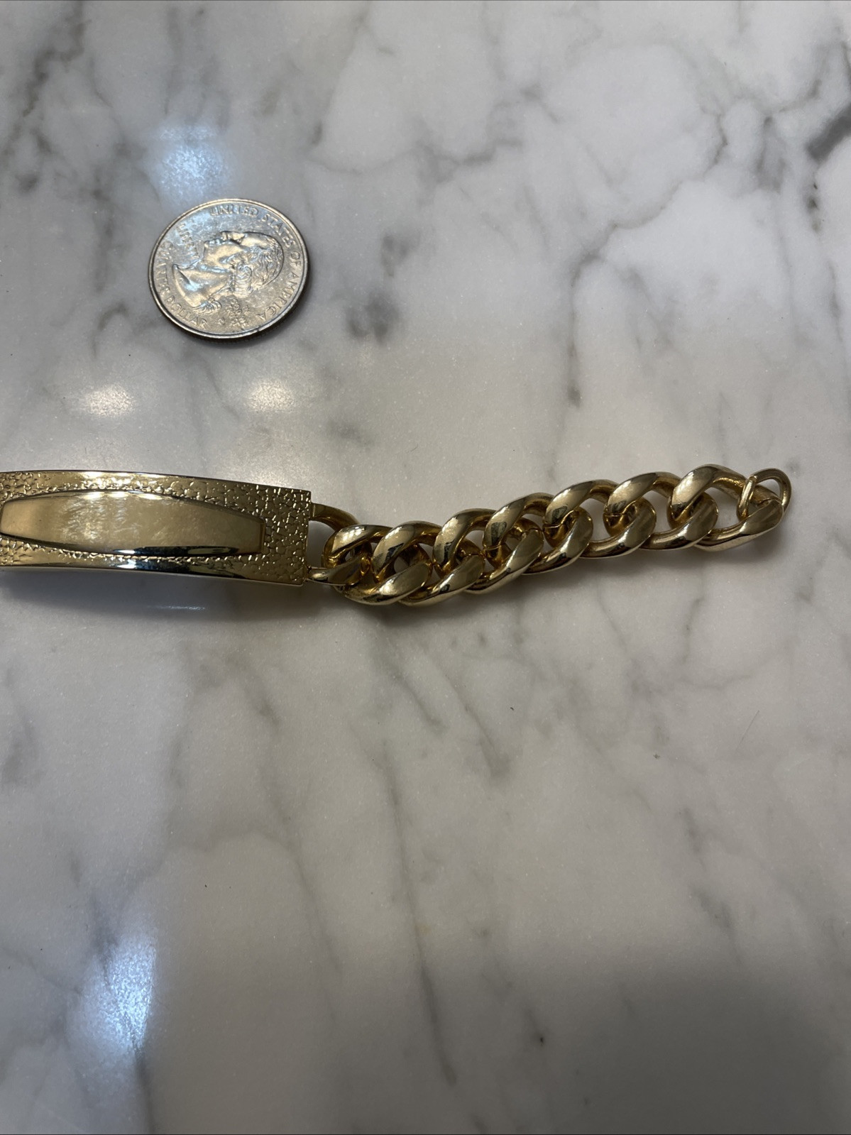Vintage New Hadley 14K Gold Plated Heavy 52.45 Grams ID Link Bracelet