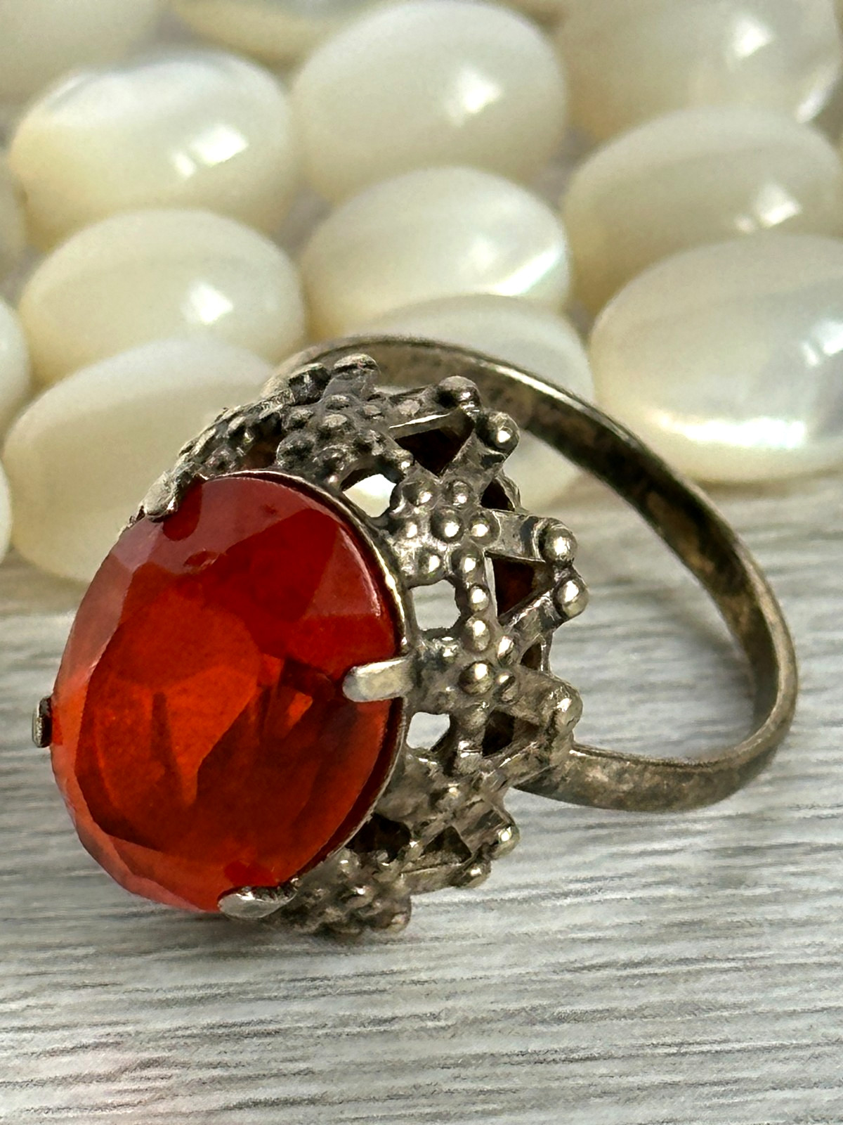 vintage woman RING soviet SILVER 875 star “Sudarushka” girl openwork crown USSR