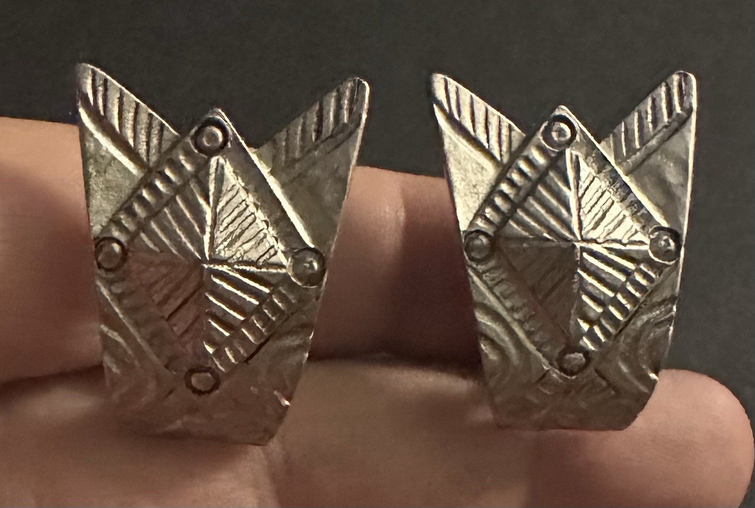 Vintage 1980s Silver Tone ORENA PARIS Clip-On Earrings ‘80s